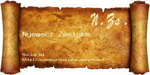 Nyemecz Zselyke névjegykártya